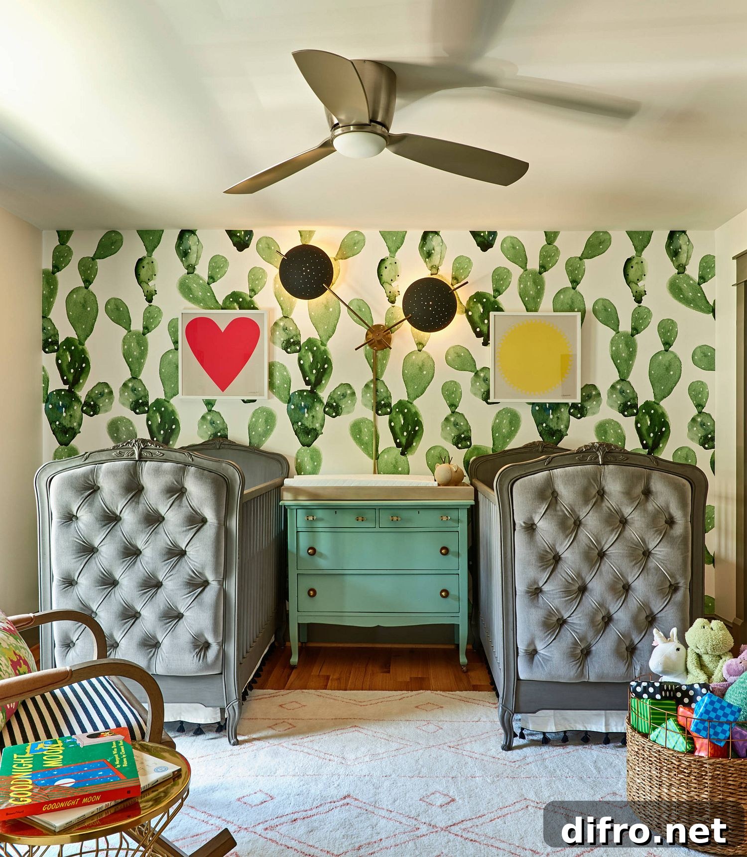 Cactus pattern nursery backdrop