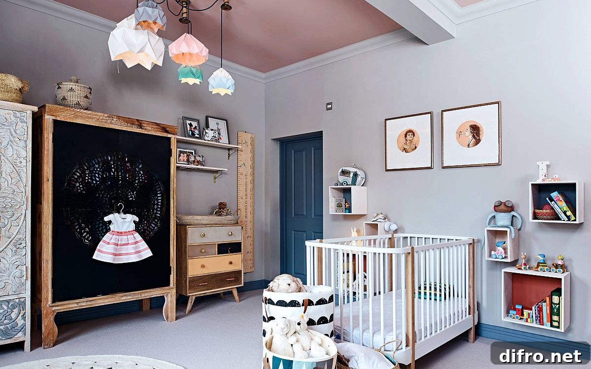 Wood and chalkboard paint in nursery