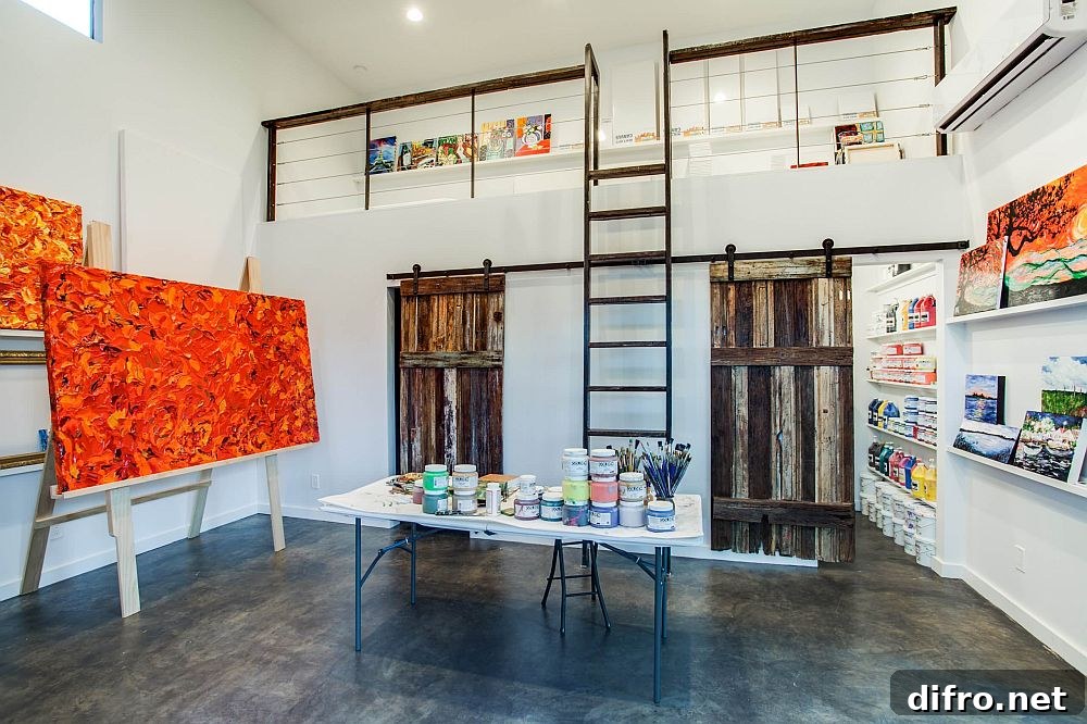 Spacious double-height home office and studio