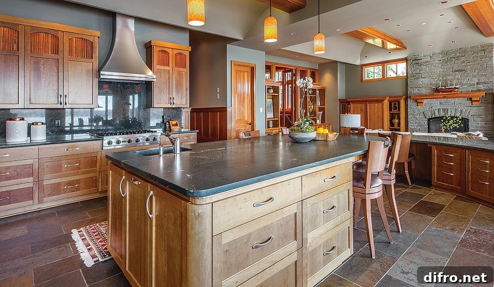 Modern rustic island with ample storage