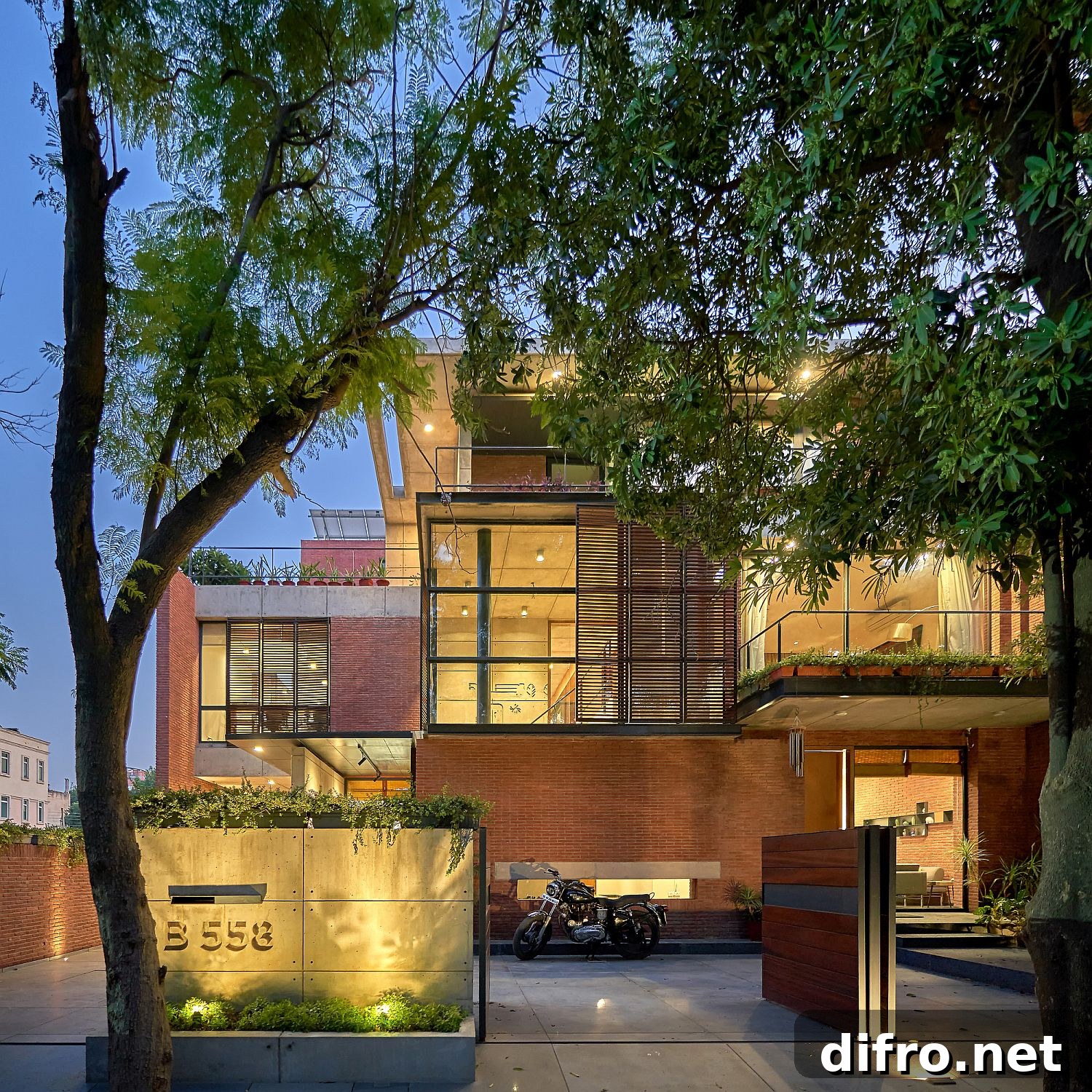 Design of the modern studio space in India with living spaces above
