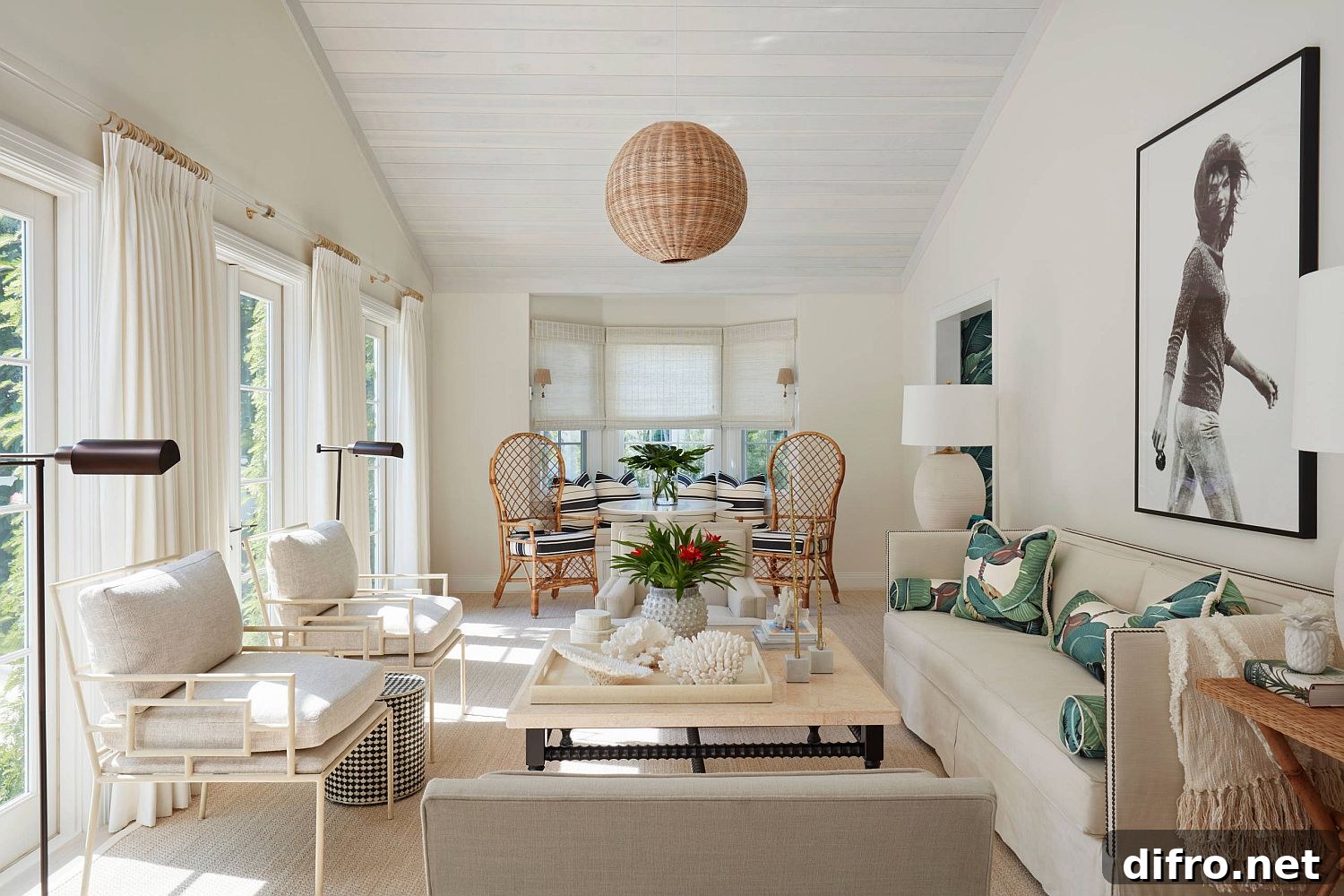 Elegant white tropical living room
