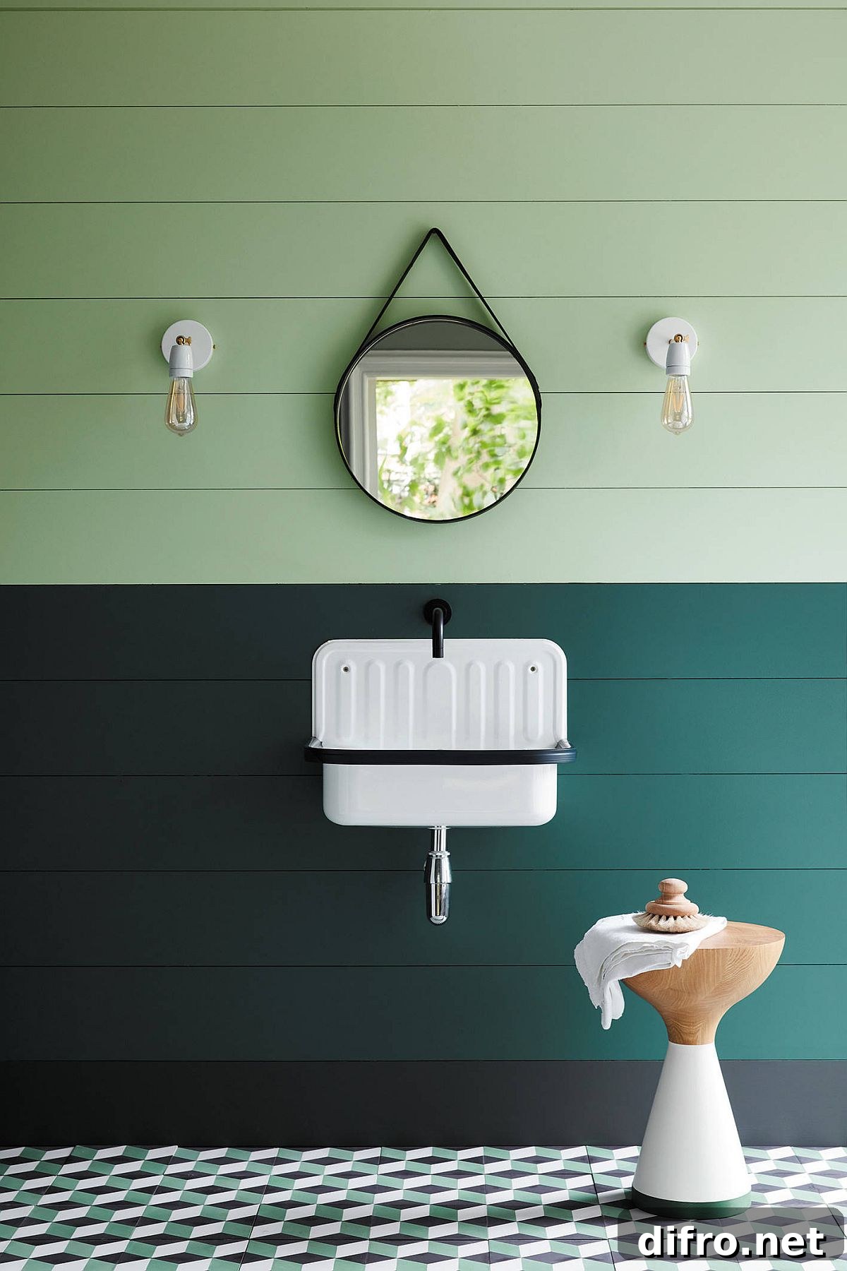 Bathroom using shades of green