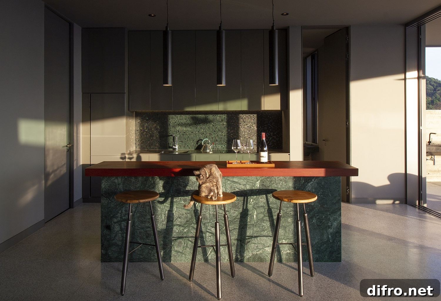 Stone kitchen island
