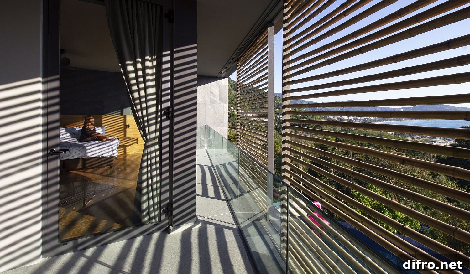 Bamboo shades close-up