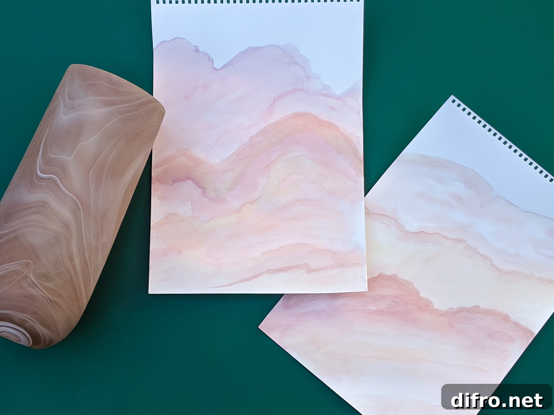 Watercolor painting inspired by a marbleized vase