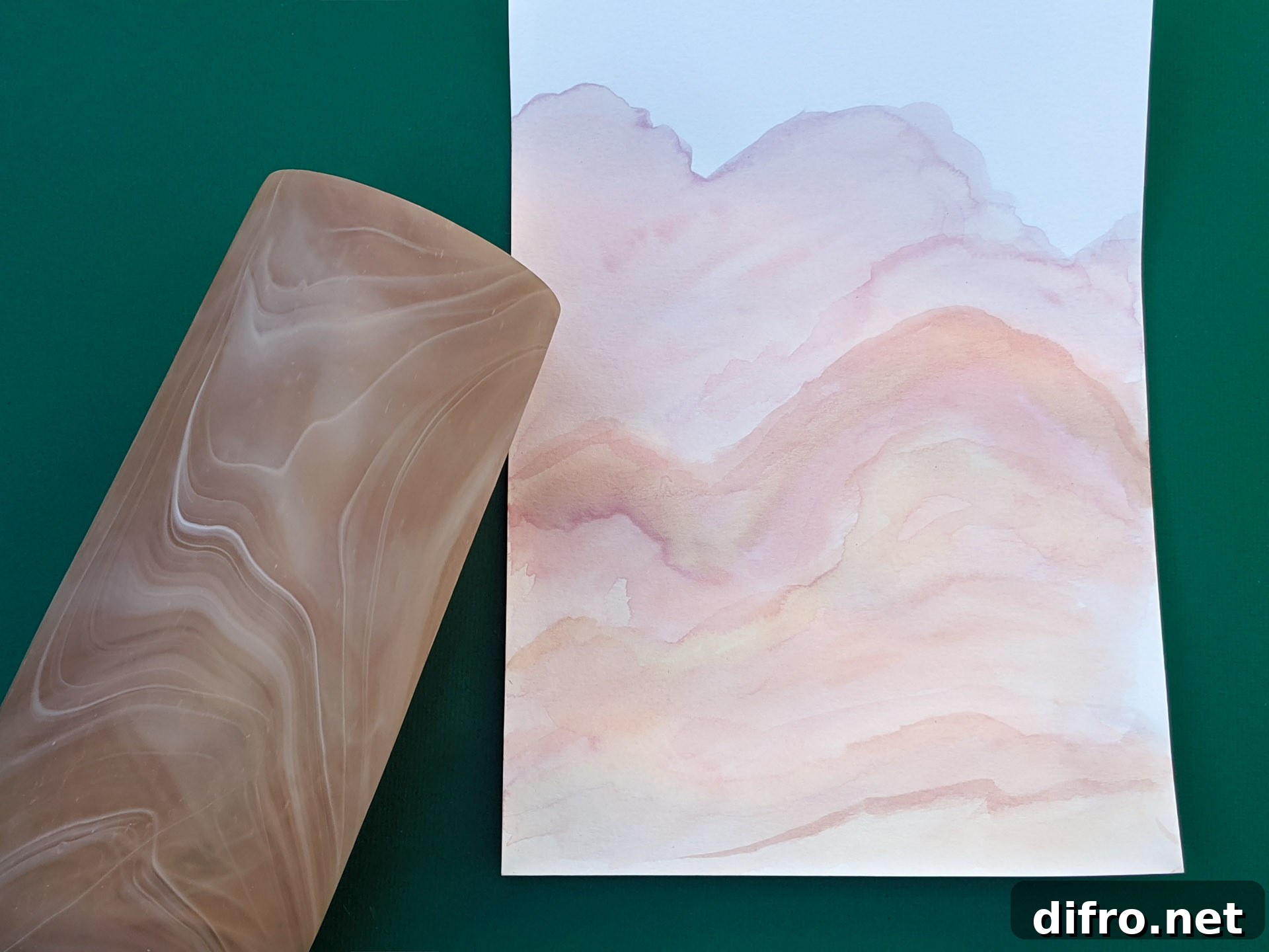 Watercolor landscape marble painting