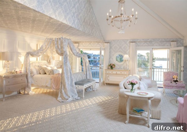 Traditional canopy bed with flowing curtains