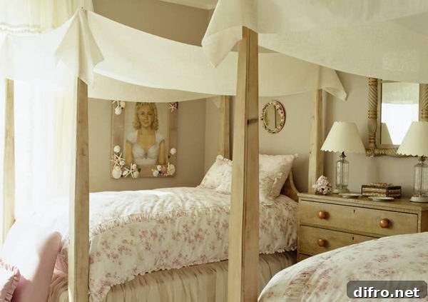 Twin canopy beds for children's shared room