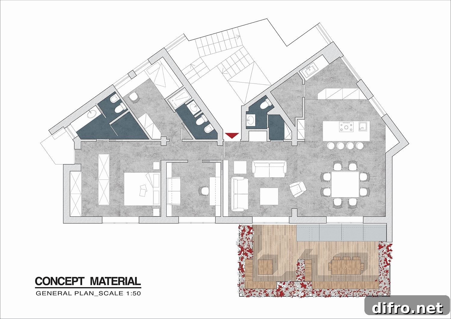 Floor plan of the Hemingway Martini Apartment
