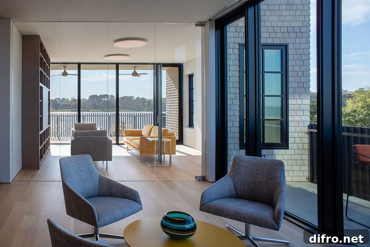 Contemporary decor for the holiday home feels elegant and cheerful