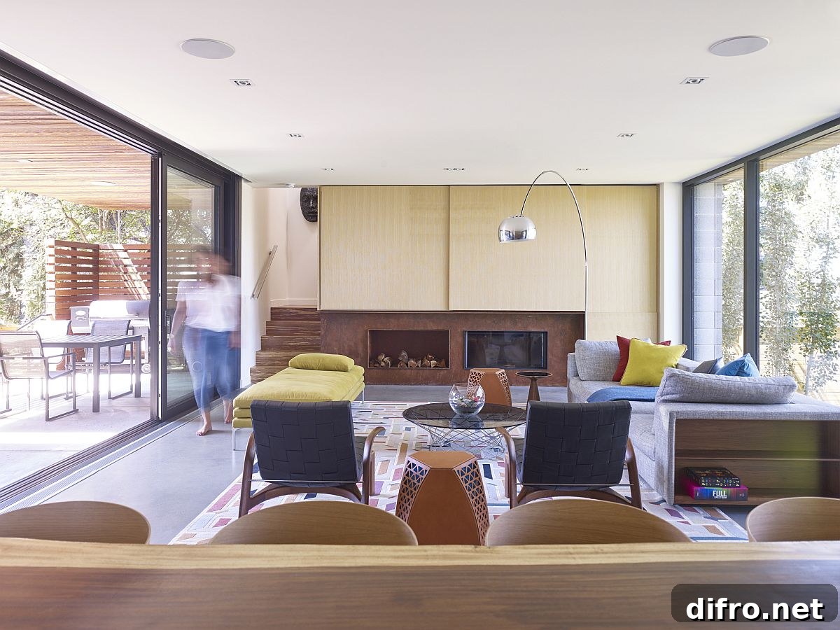 Wooden decor adds warmth and elegance to the modern interior