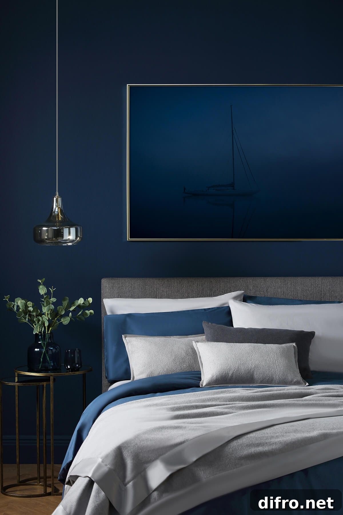 Bedroom painted in deep Classic Blue