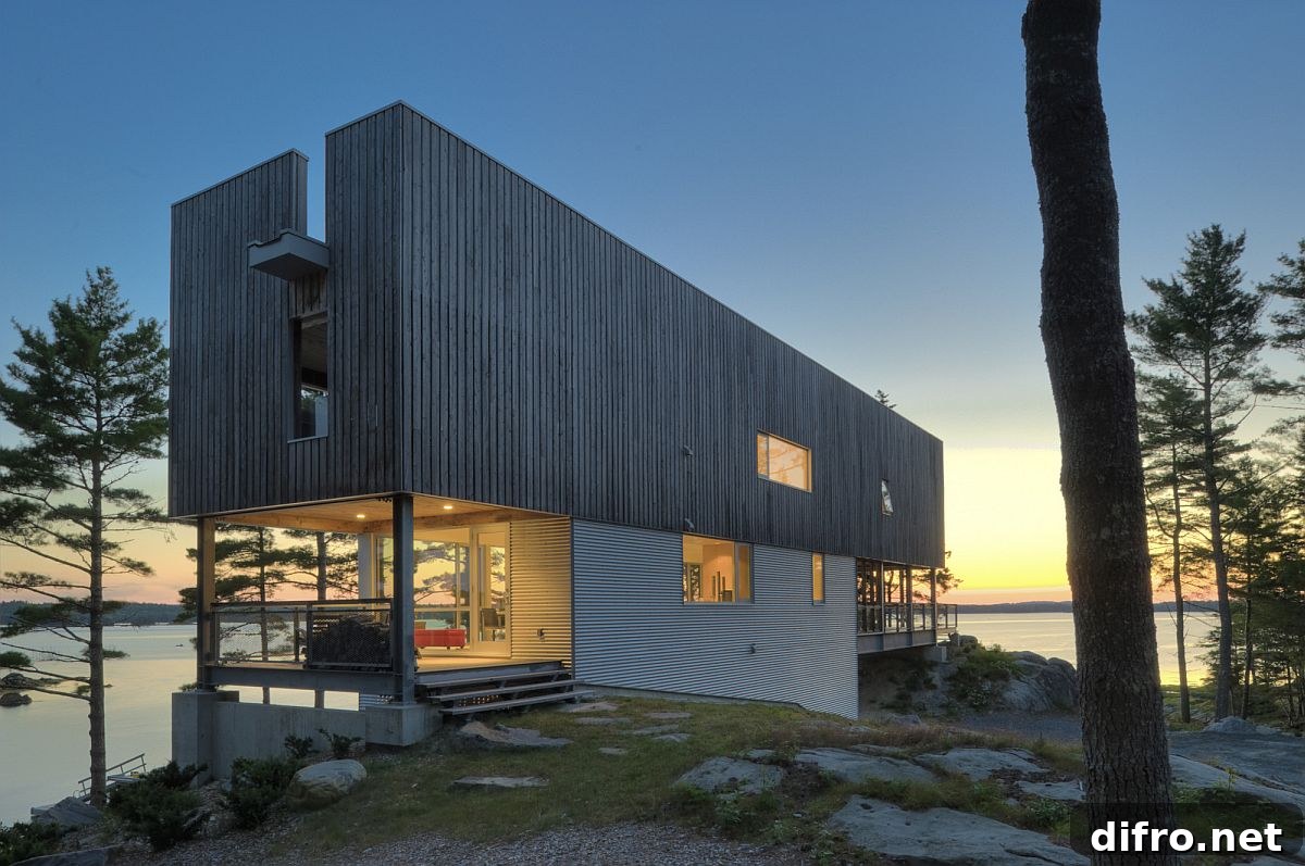 Bridge House exterior with sea on both sides