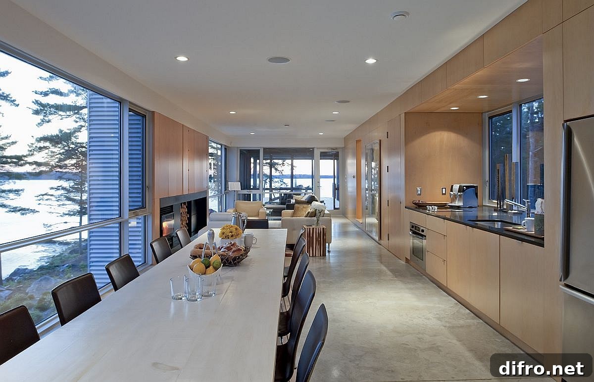 Dining space and kitchen