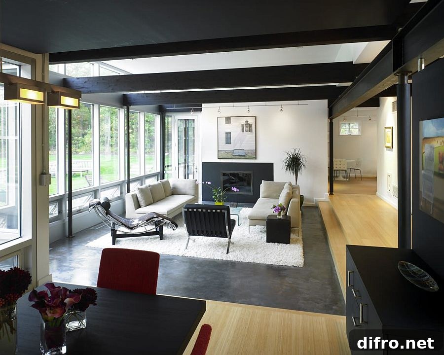 Light-filled living room with LC4
