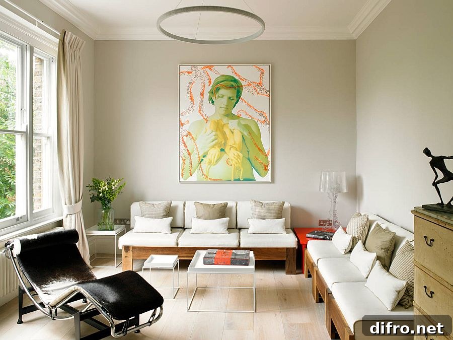LC4 in black contrasts white living room