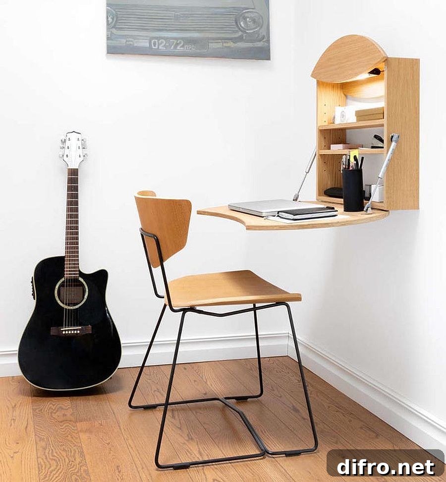 Custom fold-down daily workdesk by Michael Hilgers