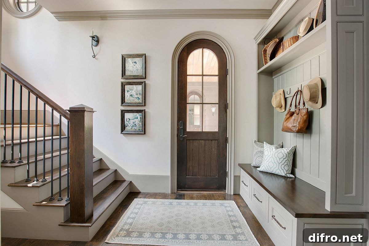 Simple and elegant wood-and-white entry