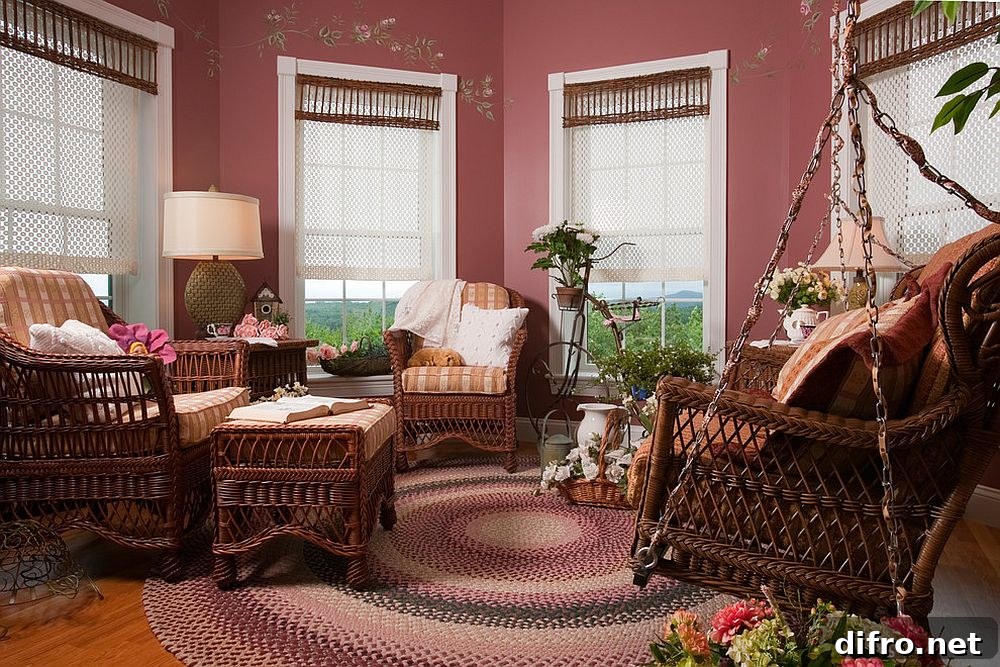 Rustic sunroom in pink charm