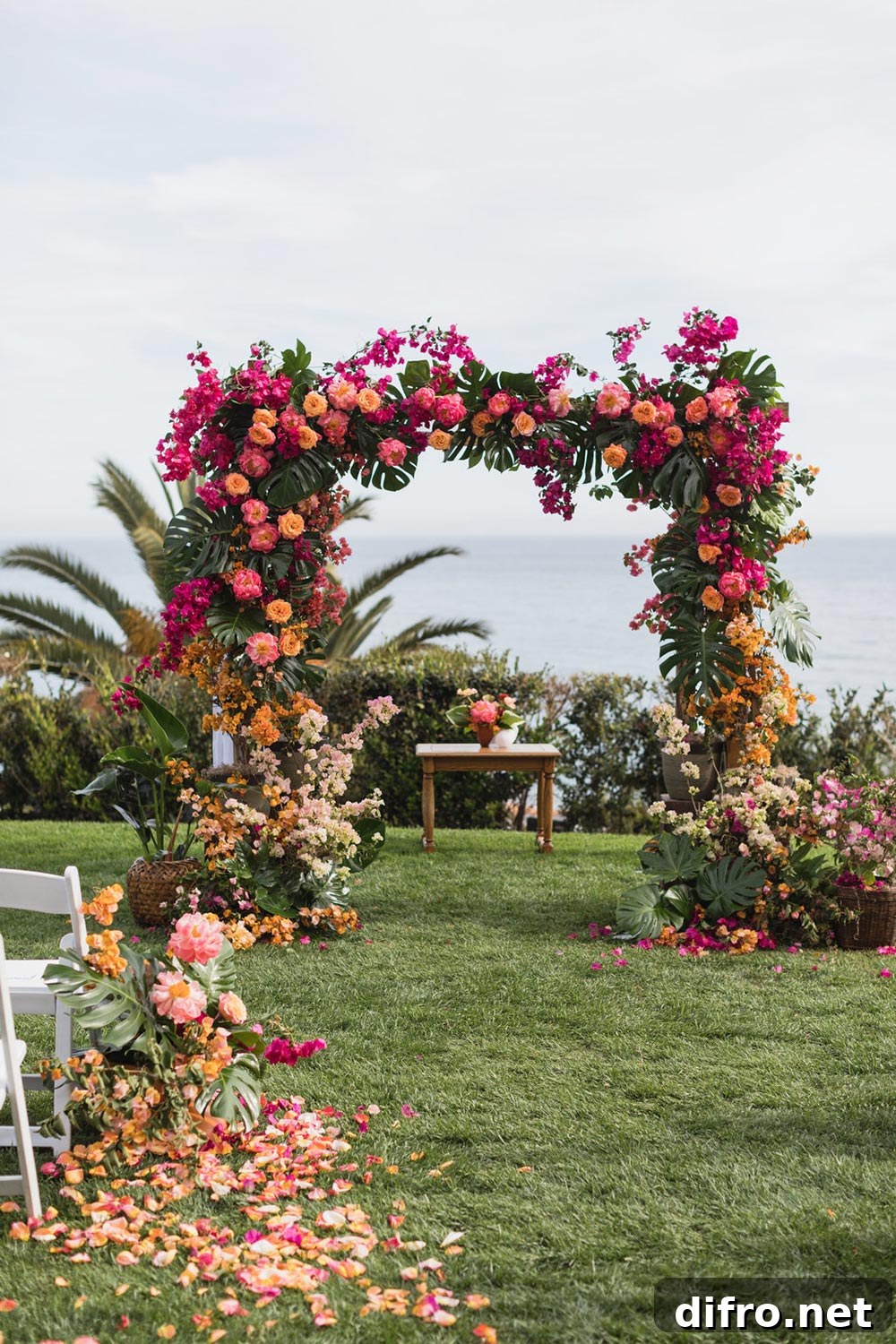 Tropical ombre wedding arch