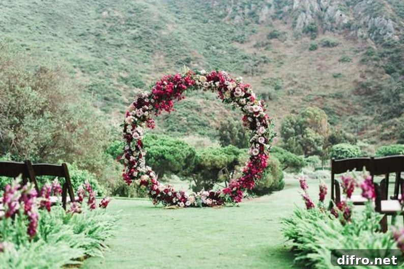 Round arch covered in flowers