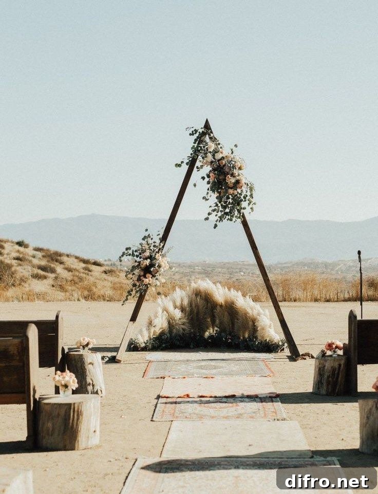Triangular wooden wedding arch