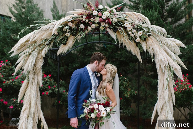 Pampas grass wedding arch