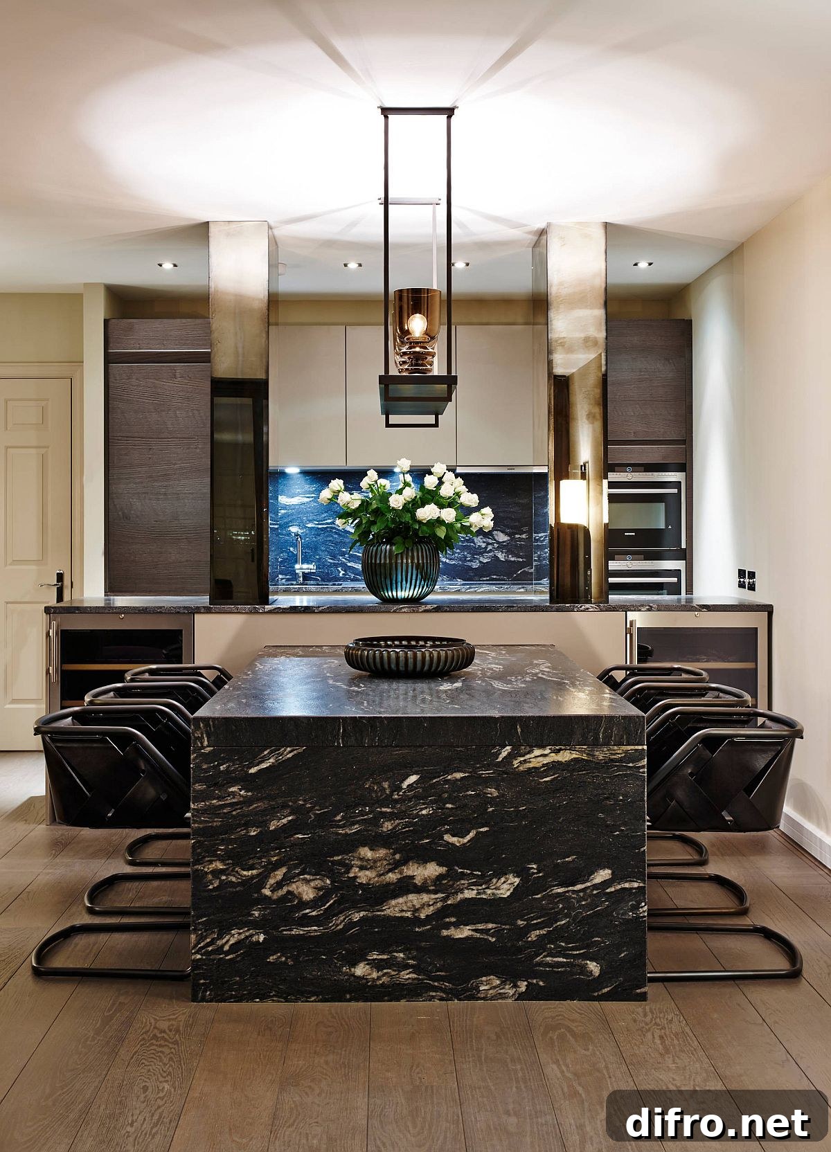 Custom marble dining table with unique design