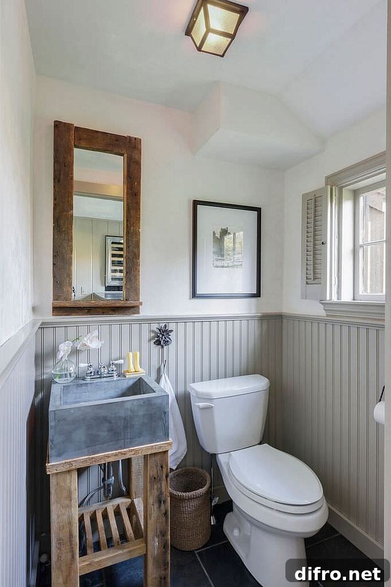 Bespoke white vanity for a tiny powder room