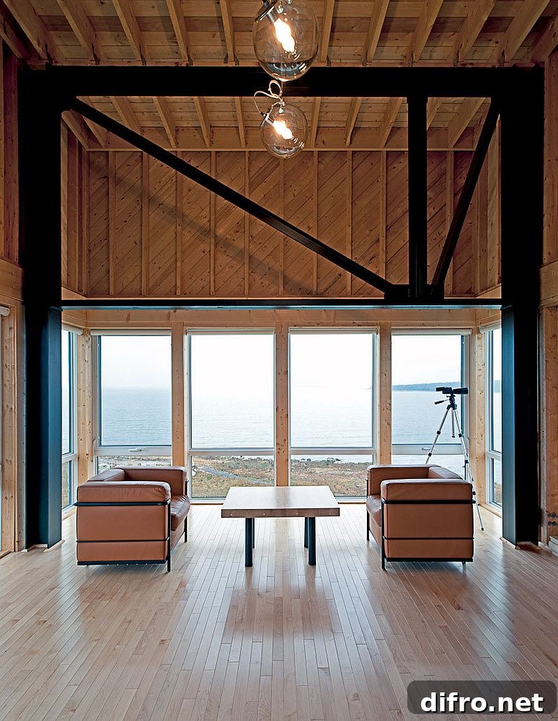 Wood and metal structural details of the cabin