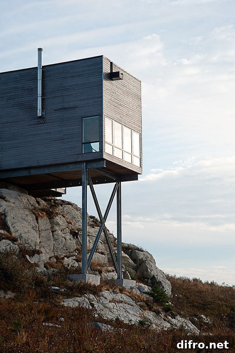 Galvanized steel supports visible beneath the cabin