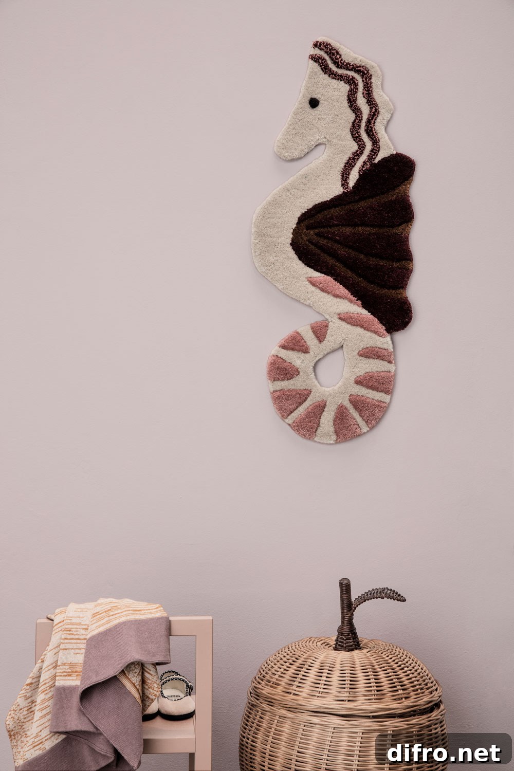Tufted seahorse wall decor