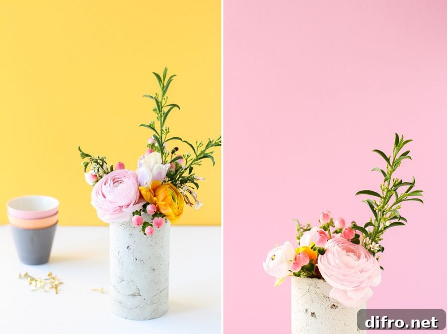 DIY concrete vase centerpiece