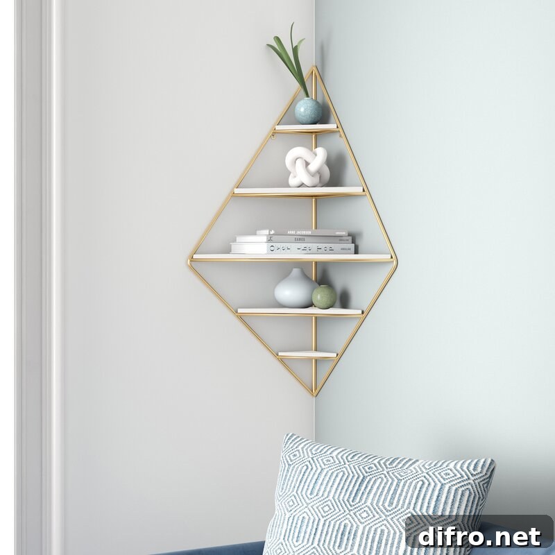 Metal and wood corner shelving