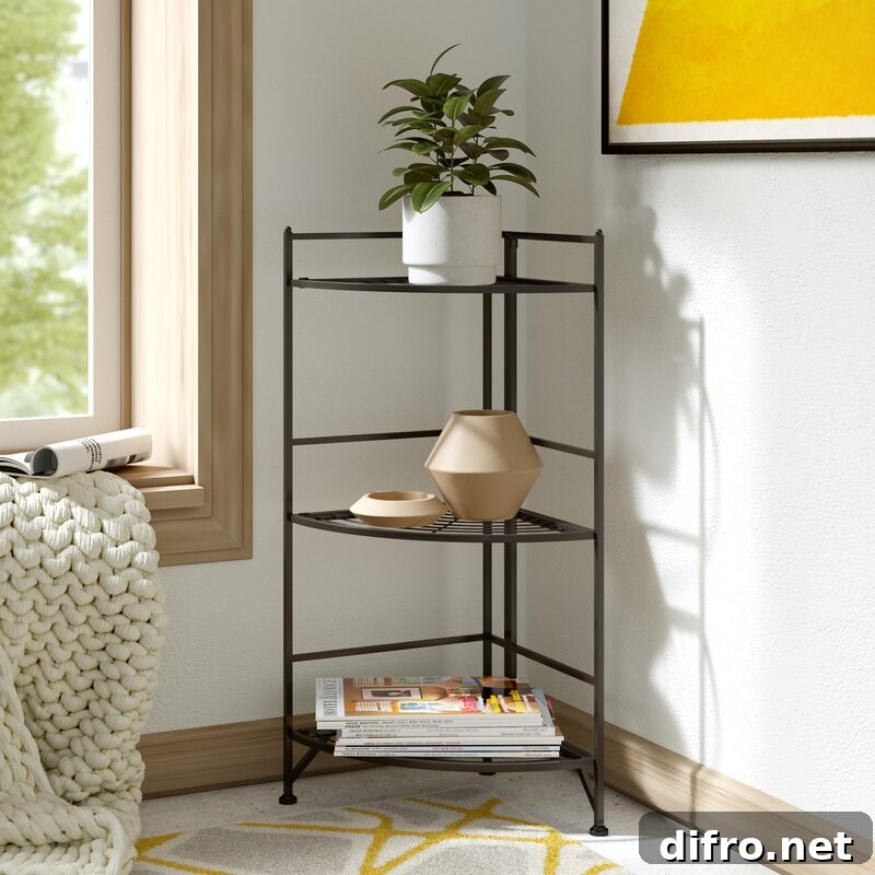 Metal corner bookcase