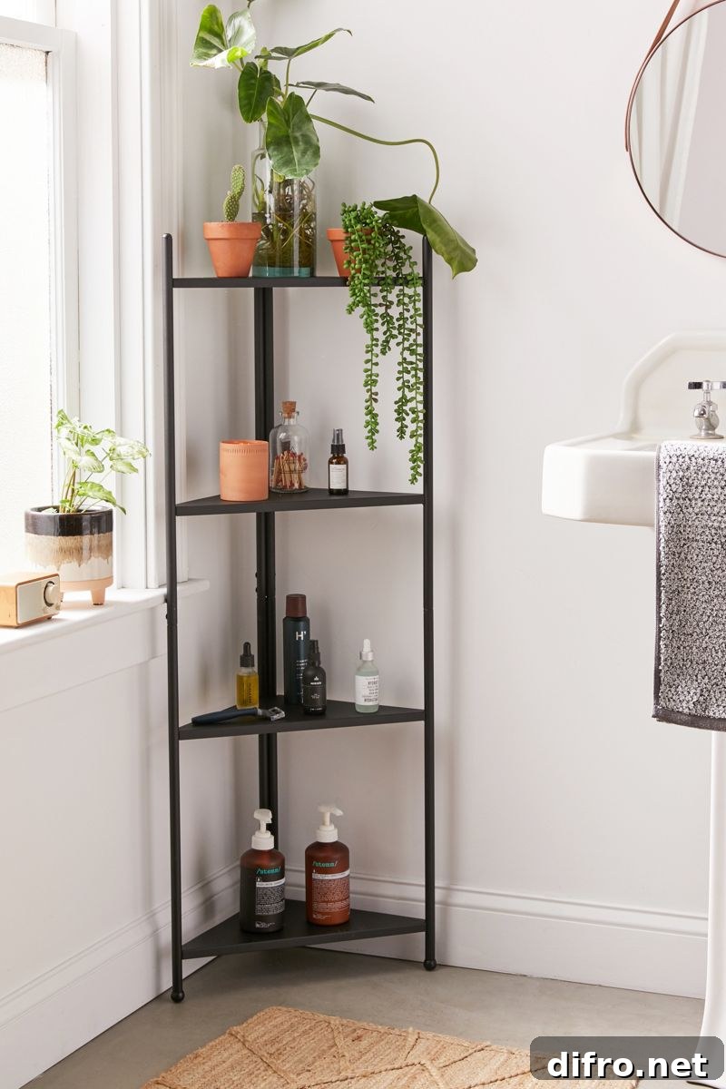 Angular metal shelving