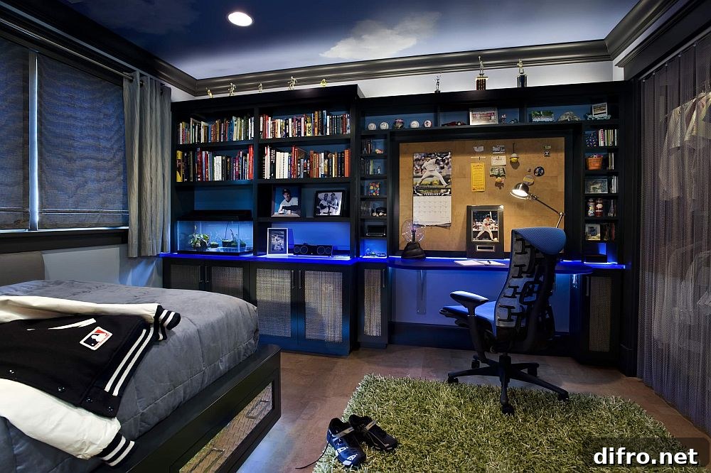 Blue home workstation for a teen