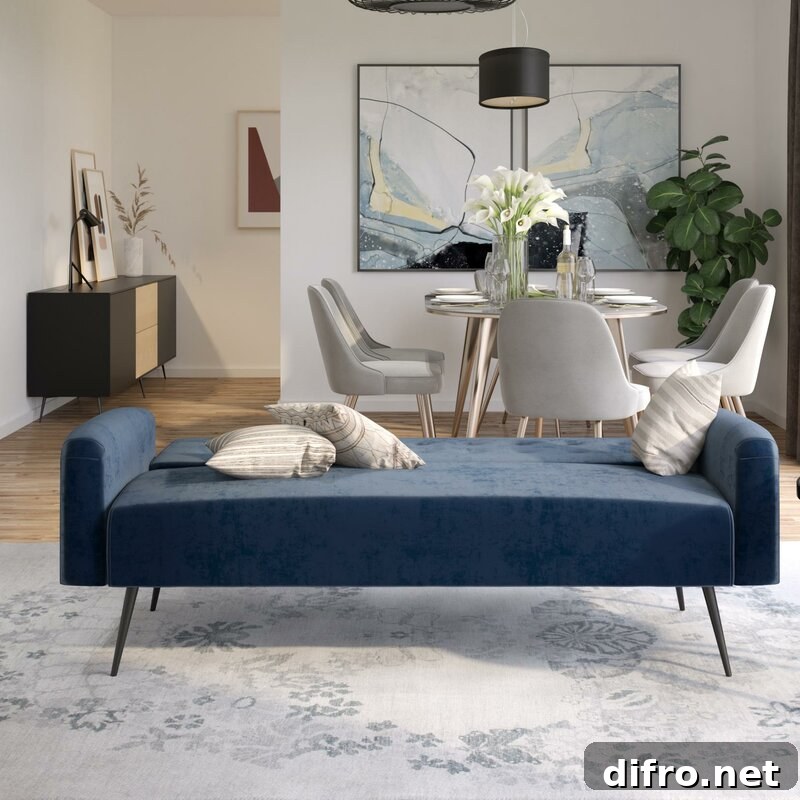 Convertible sofa folded down into bed