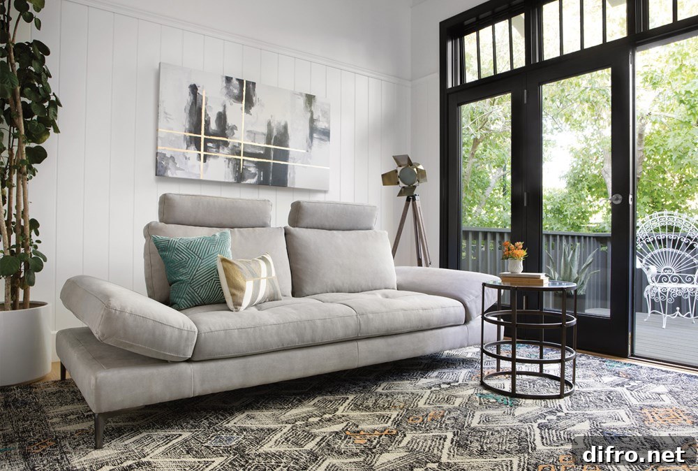 Grey daybed with cushions