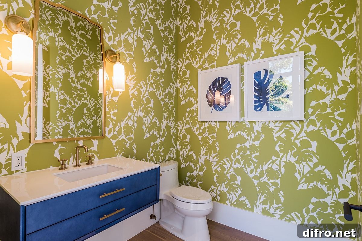 Nature-inspired bathroom wallpaper