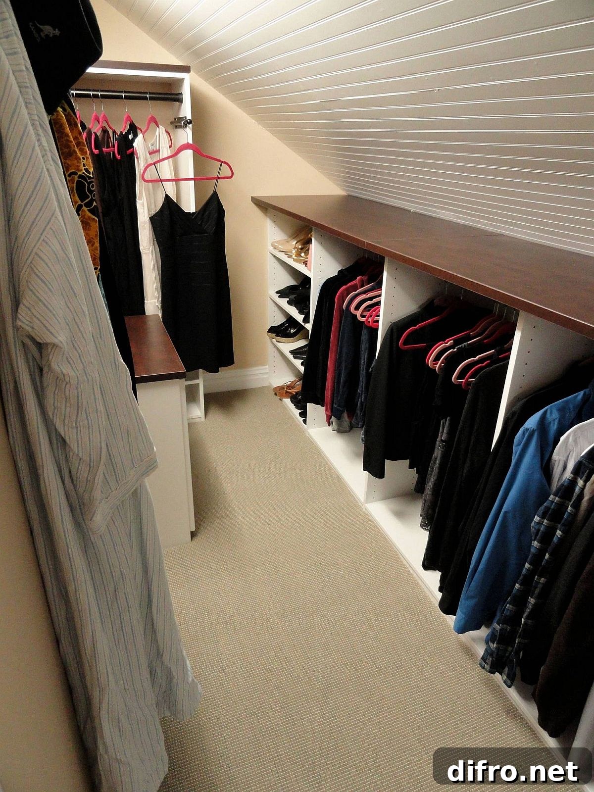 Attic bedroom with compact closet