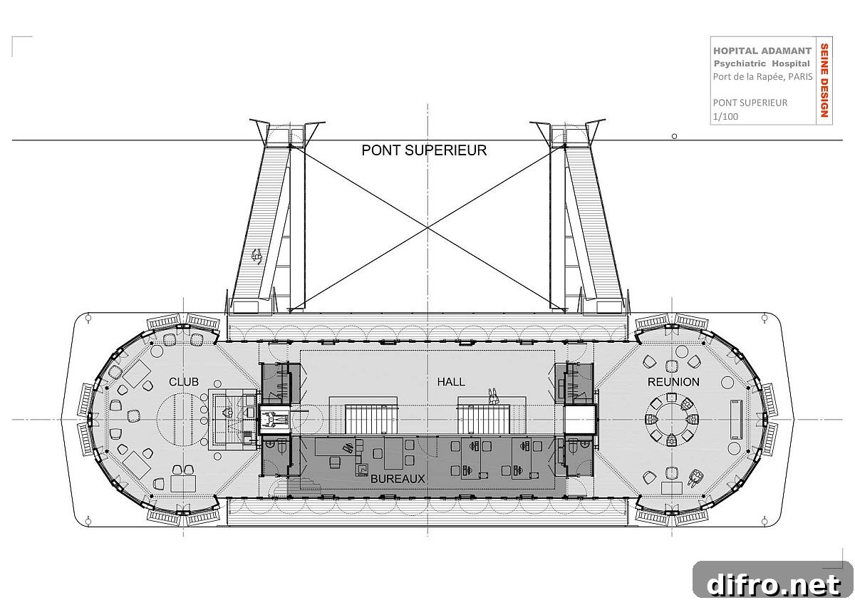Ground level floor plan of the Adamant Hospital