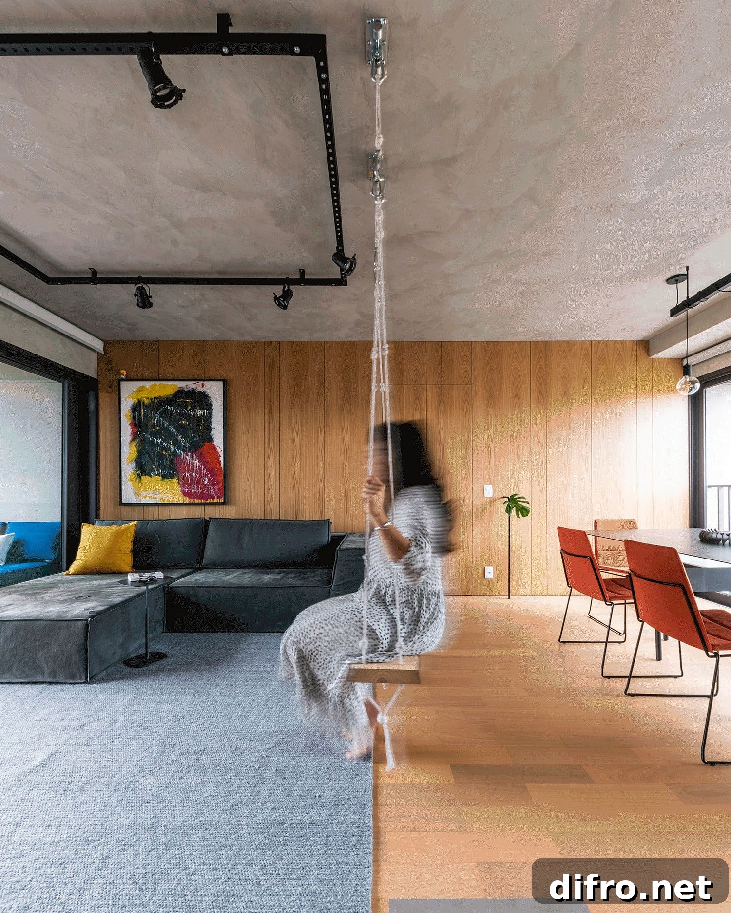 Swing in living area of Flora Apartment