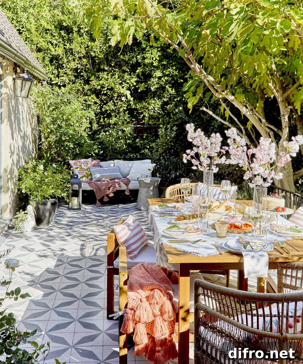 Pastel spring gathering patio styling