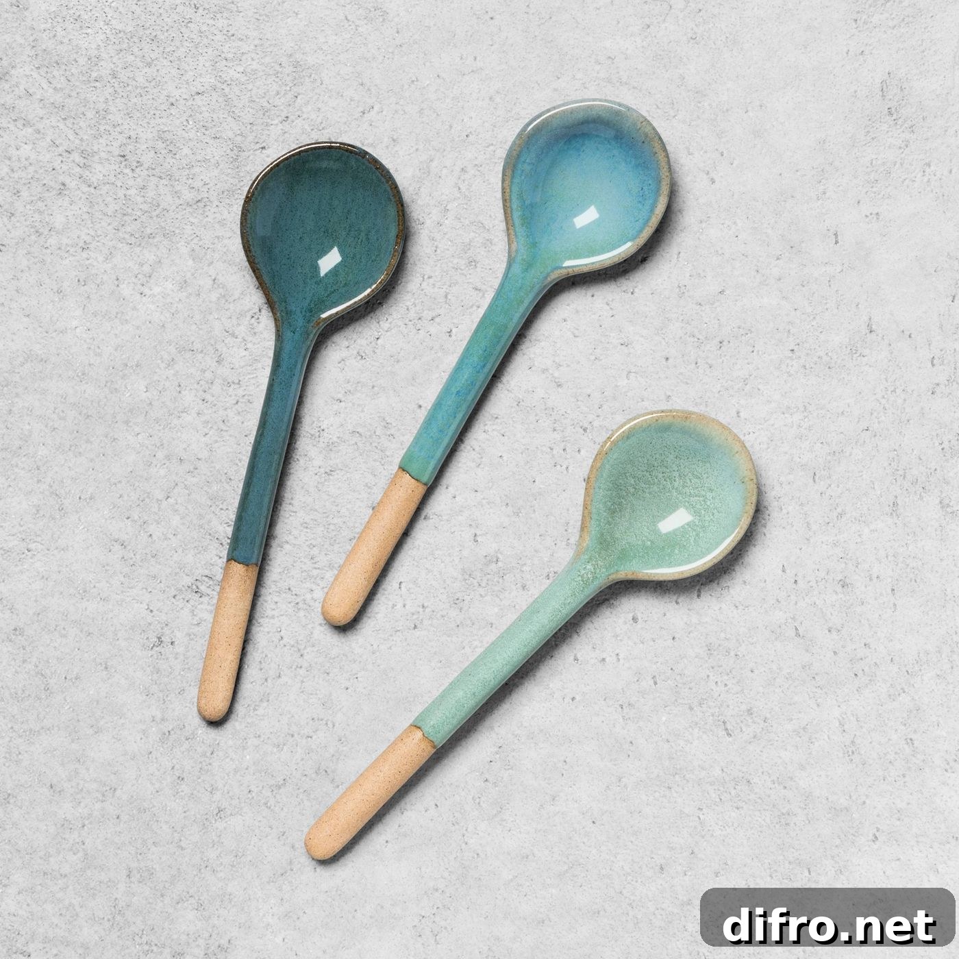 Trio of blue and green spoons