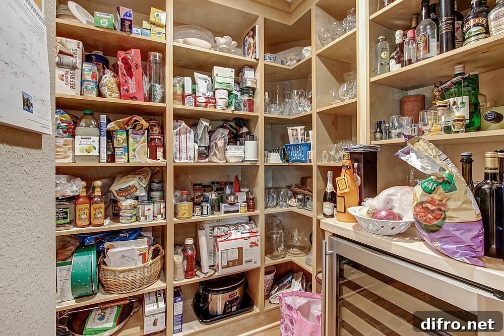 Ample storage units and shelves inside industrial pantry