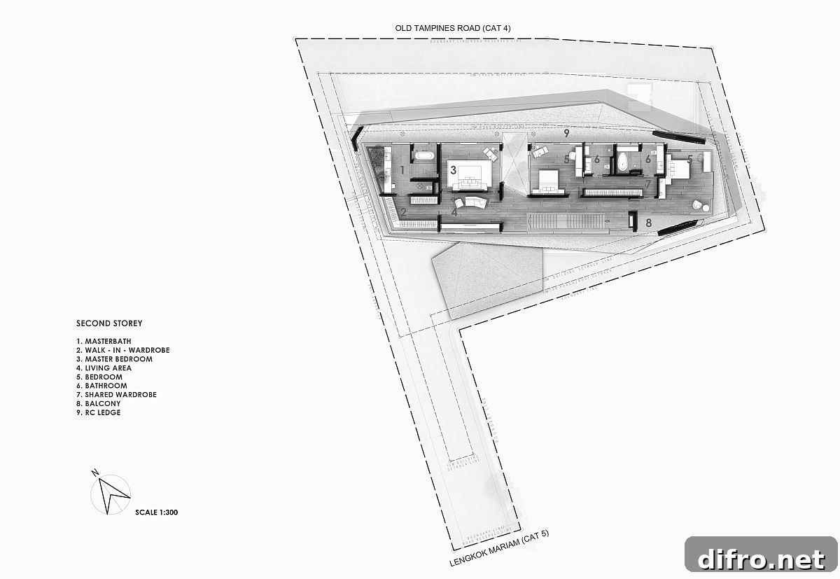 Second storey floor plan of Stark House in Singapore with innovative design