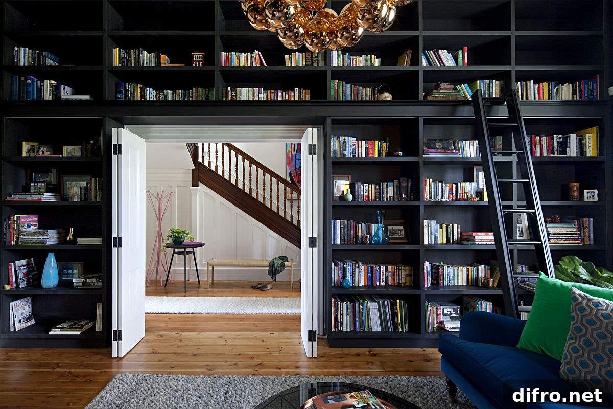 Home library with ample shelf space