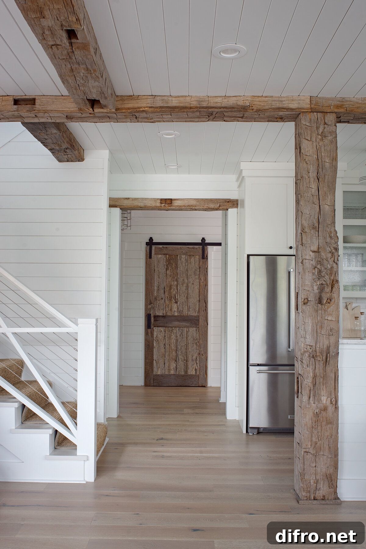 White and wood interior